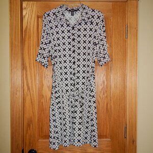 Women's Size XL Style & Co. Black & White Geometric Pattern Button Front Dress